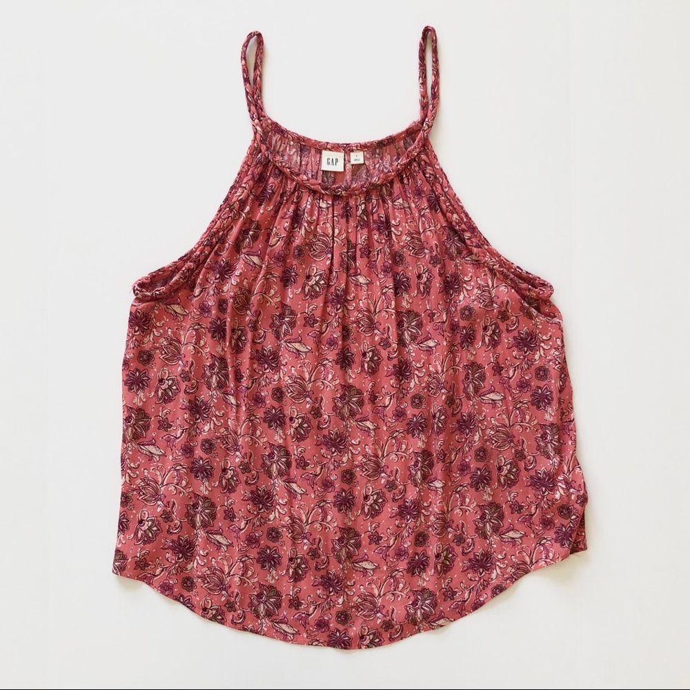 GAP Pink Floral Halter Tank Top